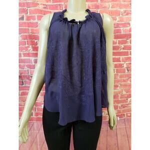 YA-YA NOM DE PLUME Anthropologie Purple Embroidered Chiffon Women's Top Sz M